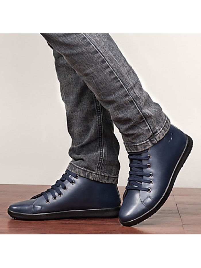 Shoes Leather Outdoor / OfficeCareer / Casual Boots Outdoor / OfficeCareer / Casual Flat Heel Lace-up Black / Blue