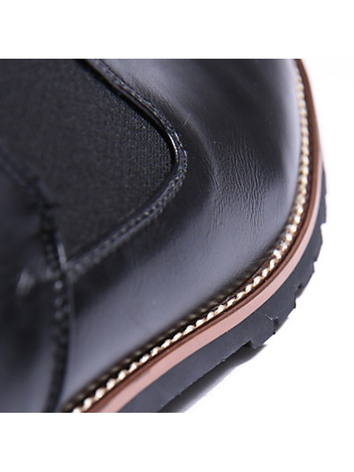 Shoes Leather OfficeCareer / Casual Boots OfficeCareer / Casual Low Heel Split Joint Black / Brown / Burgundy