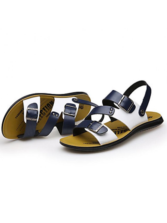 Men's Shoes Outdoor / Office & Career / Athletic / Dress / Casual Leather Sandals Blue / Brown