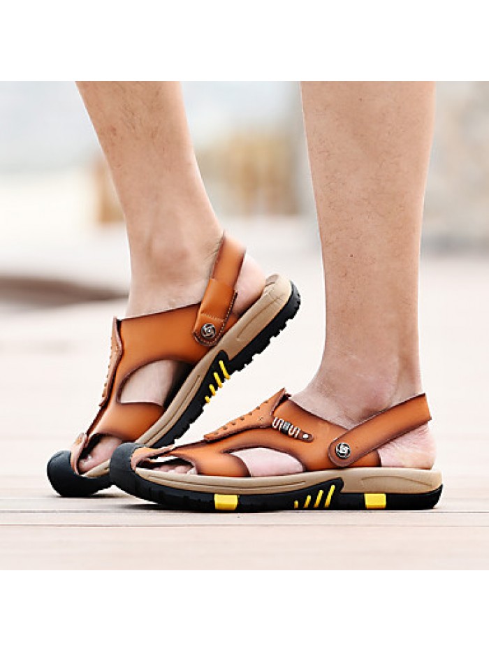 Men's Shoes Outdoor / Office & Career / Athletic / Dress / Casual Nappa Leather Sandals Brown