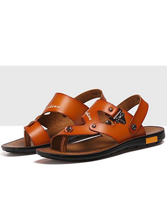 Men's Shoes Outdoor / Athletic / Casual Nappa Leather Sandals Black / Brown