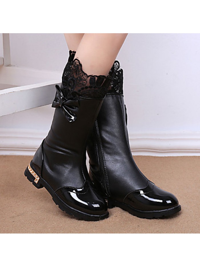 Girl's Boots Spring / Fall / Winter Snow Boots / Bootie / Comfort Leather Outdoor / Waterproof / Casual Low Heel Zipper