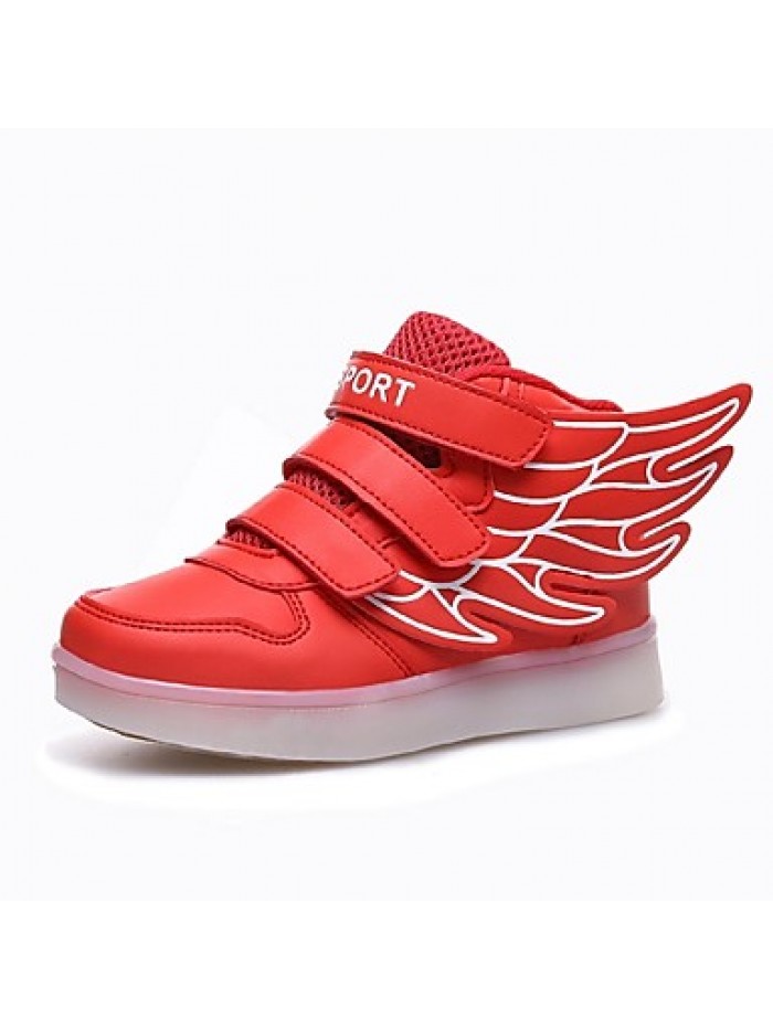 Girl's LED Shoes Sneakers Comfort / Flats Athletic / Casual / Magic Tape / wings / LED Blue / Pink / Red / White