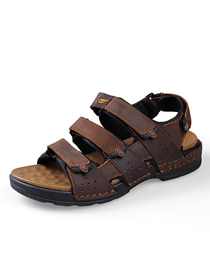 Men's Shoes Outdoor / Office & Career / Athletic / Dress / Casual Nappa Leather Sandals Black / Brown