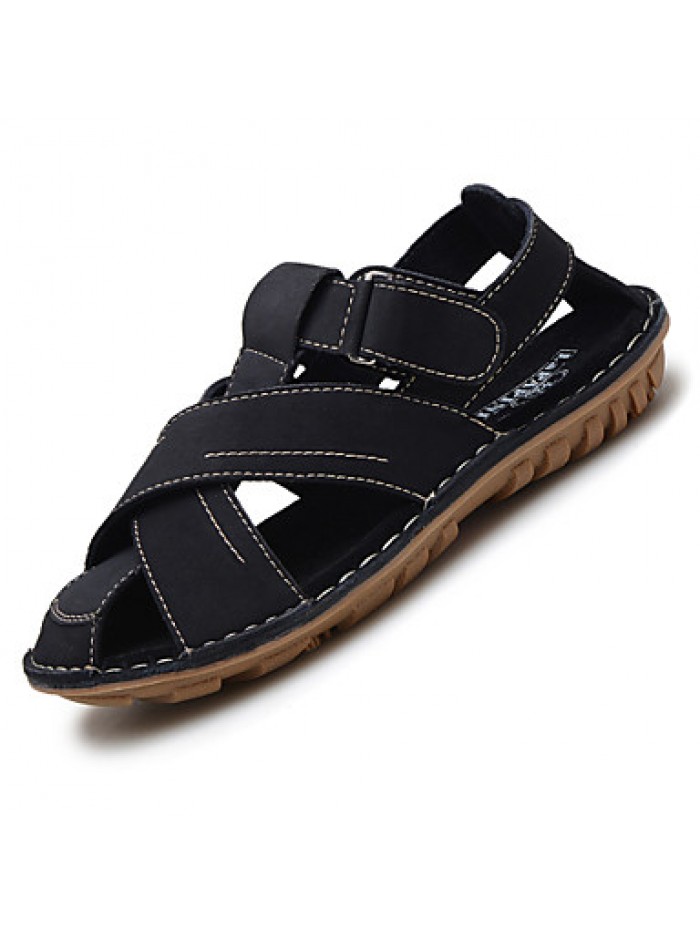 Men's Shoes Outdoor / Office & Career / Casual Leather Sandals Black / Brown