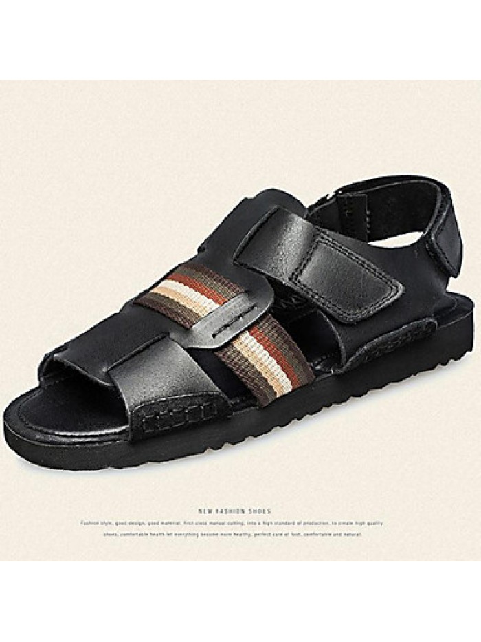 Men's Shoes Outdoor / Office & Career / Athletic / Dress /Casual Nappa Leather Sandals Big Size Black / Brown