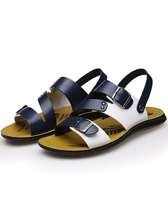 Men's Shoes Outdoor / Office & Career / Athletic / Dress / Casual Leather Sandals Blue / Brown