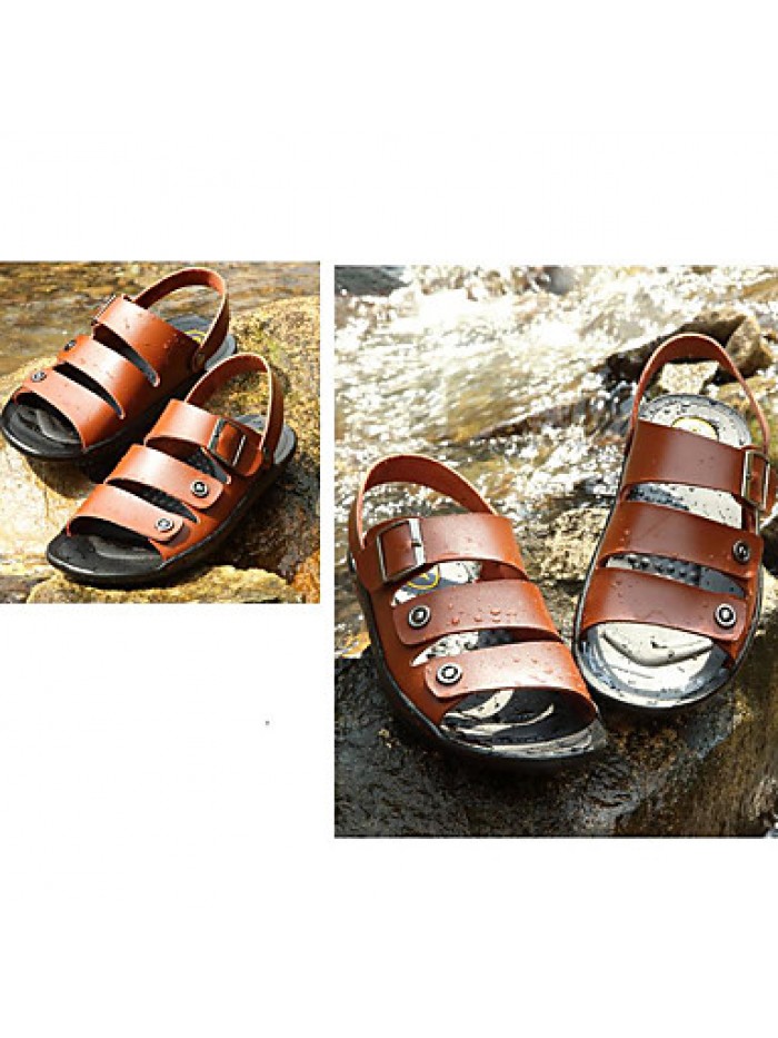 Men's Shoes Outdoor / Office & Career / Athletic / Dress / Casual Leather Sandals Black / Brown / White