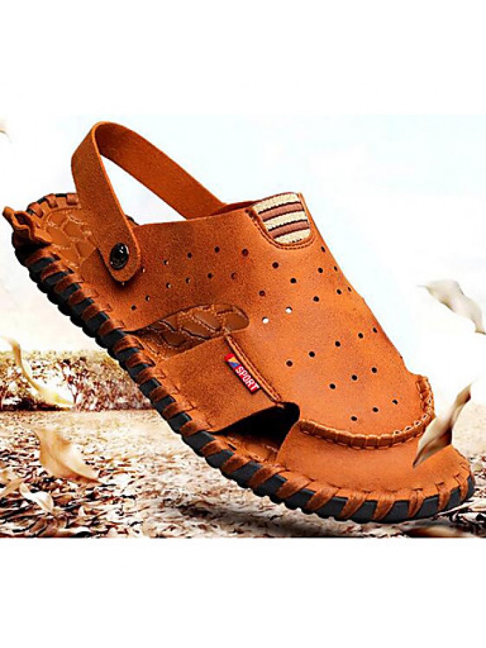 Men's Shoes Outdoor / Office & Career / Athletic / Dress / Casual Nappa Leather Sandals / Flip-Flops Brown