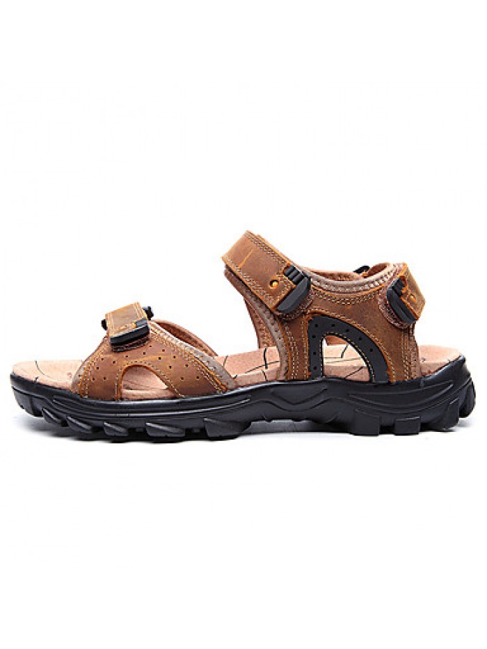 Men's Shoes Outdoor / Office & Career /Work & Duty / Athletic / Dress / Casual Nappa Leather Sandals Black/Brown