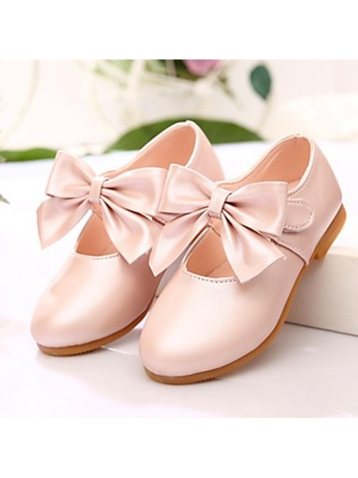 Girl's Spring / Fall Round Toe Leatherette Outdoor / Dress Flat Heel Bowknot Pink / Gold / Coral