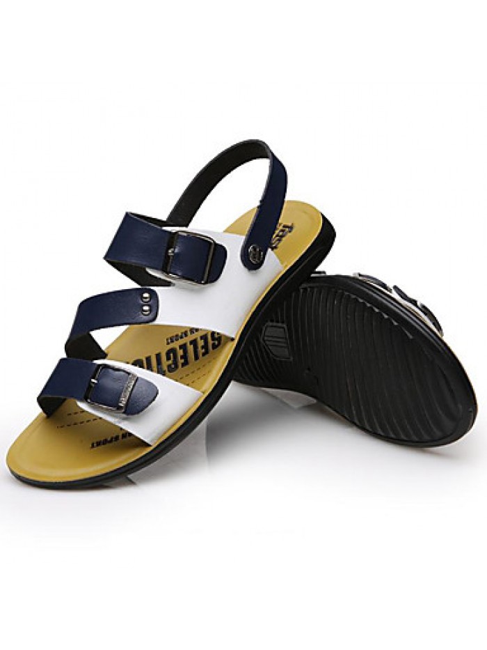 Men's Shoes Outdoor / Office & Career / Athletic / Dress / Casual Leather Sandals Blue / Brown