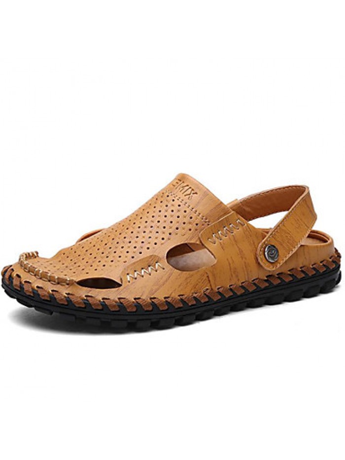 Men's Shoes Outdoor / Office & Career / Athletic / Dress / Casual Nappa Leather Sandals Black / Brown