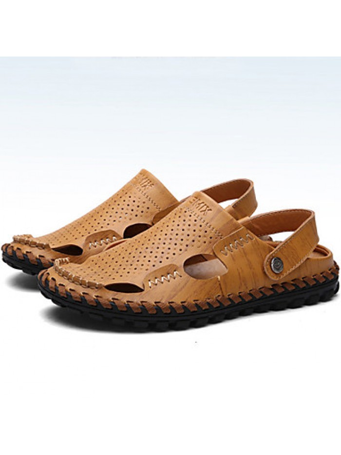 Men's Shoes Outdoor / Office & Career / Athletic / Dress / Casual Nappa Leather Sandals Black / Brown