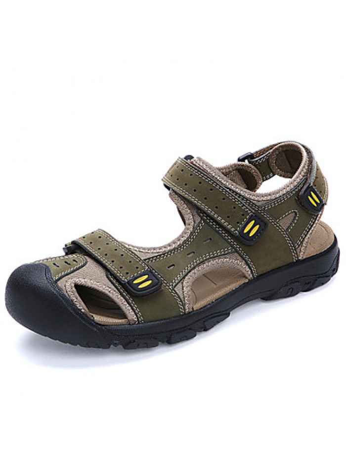 Men's Shoes Outdoor / Casual Nappa Leather / Fabric Sandals Brown / Yellow / Khaki