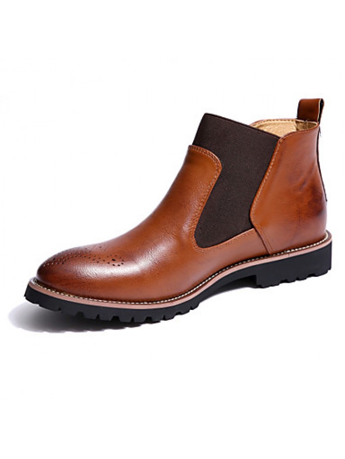 Shoes Leather OfficeCareer / Casual Boots OfficeCareer / Casual Low Heel Split Joint Black / Brown / Burgundy