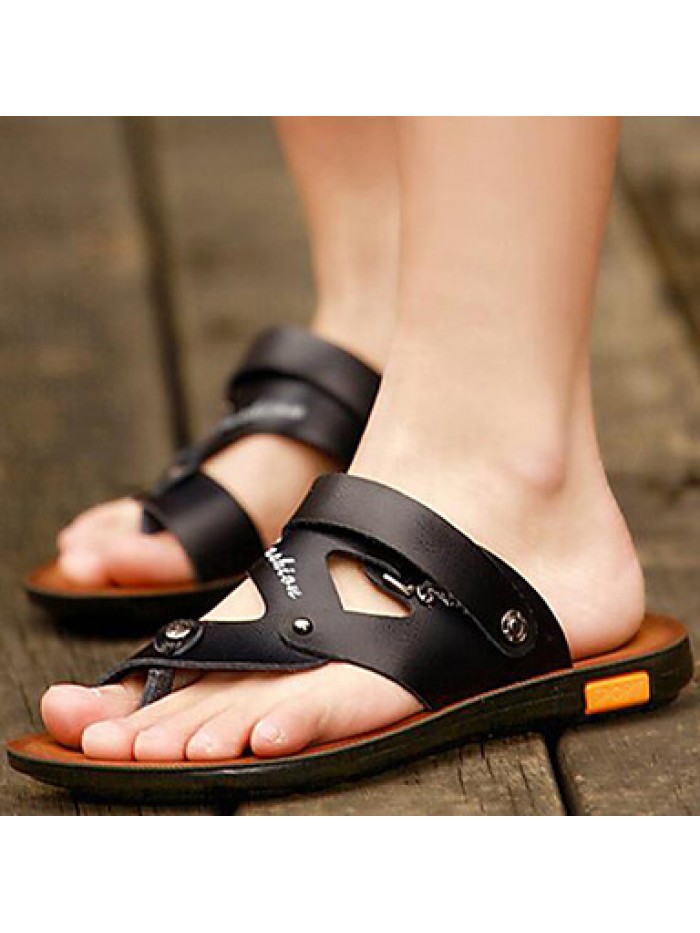 Men's Shoes Outdoor / Athletic / Casual Nappa Leather Sandals Black / Brown