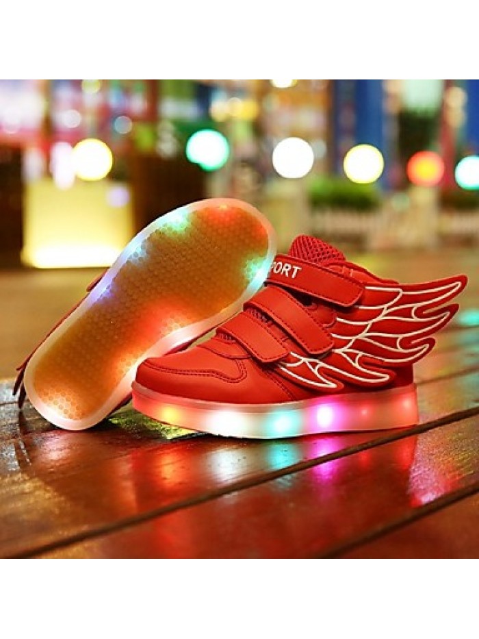 Girl's LED Shoes Sneakers Comfort / Flats Athletic / Casual / Magic Tape / wings / LED Blue / Pink / Red / White