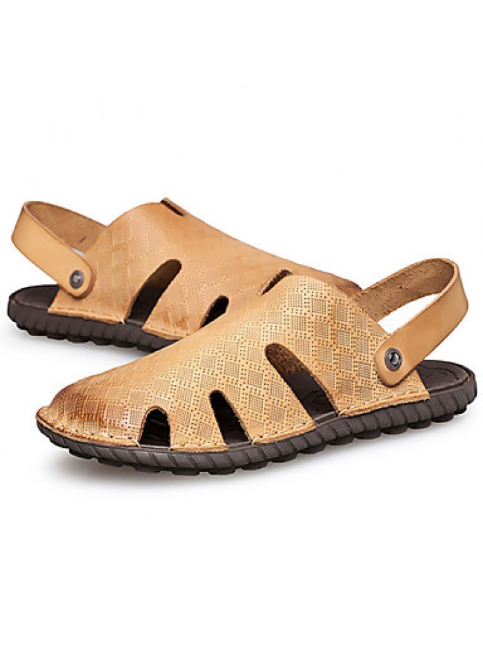 Men's Shoes Outdoor / Office & Career / Athletic / Dress / Casual Nappa Leather Sandals Big Size Black / Brown