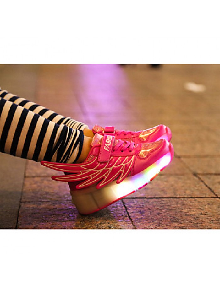 LED's Shoes Girl's Flats Summer Roller Skate Shoes PU Casual Flat Heel LED Black / Royal Blue / Fuchsia / Orange Others