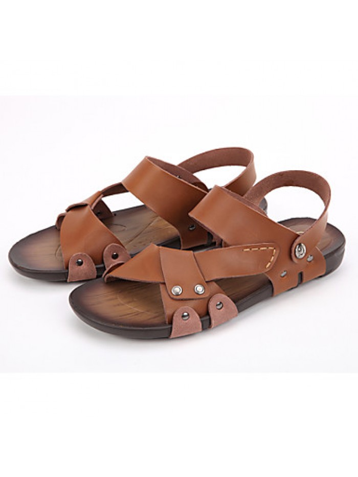 Men's Shoes Casual Leather Sandals Black / Brown