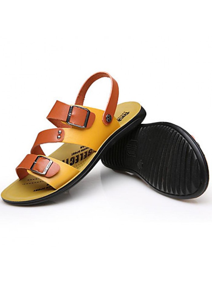 Men's Shoes Outdoor / Office & Career / Athletic / Dress / Casual Leather Sandals Blue / Brown