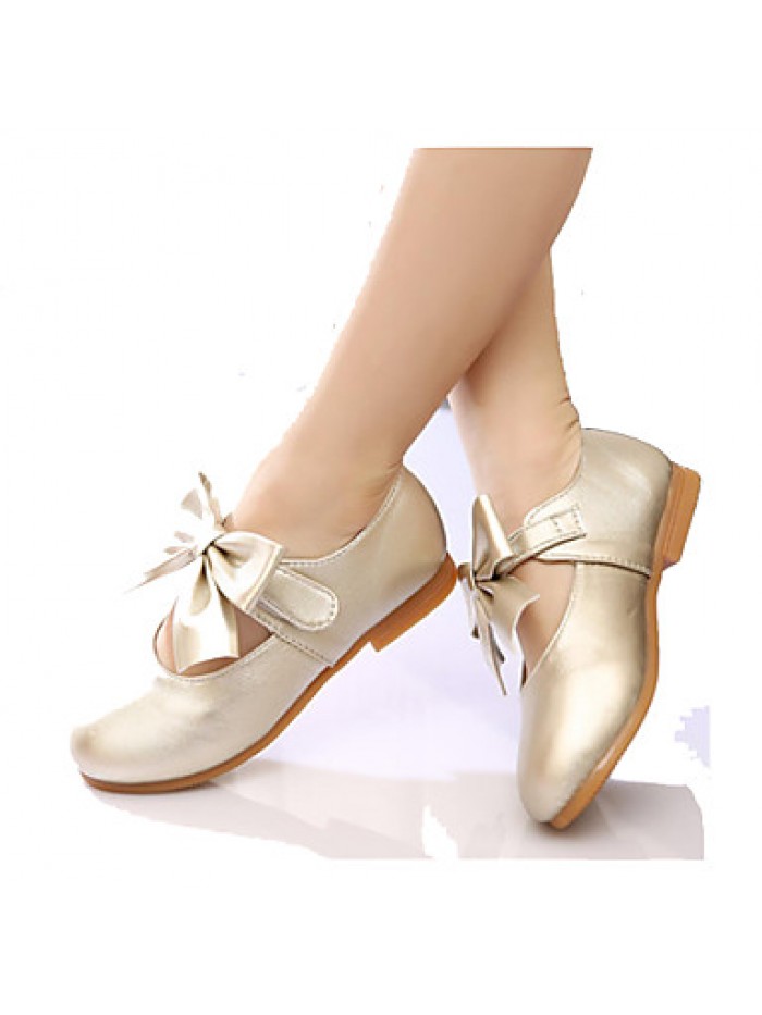 Girl's Spring / Fall Round Toe Leatherette Outdoor / Dress Flat Heel Bowknot Pink / Gold / Coral