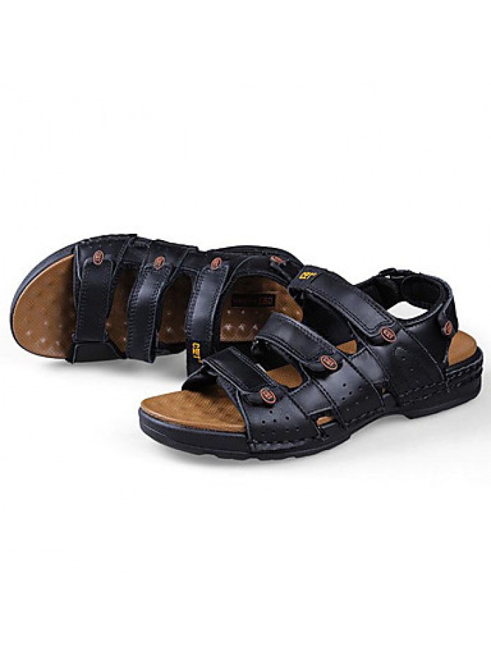 Men's Shoes Outdoor / Office & Career / Athletic / Dress / Casual Nappa Leather Sandals Black / Brown