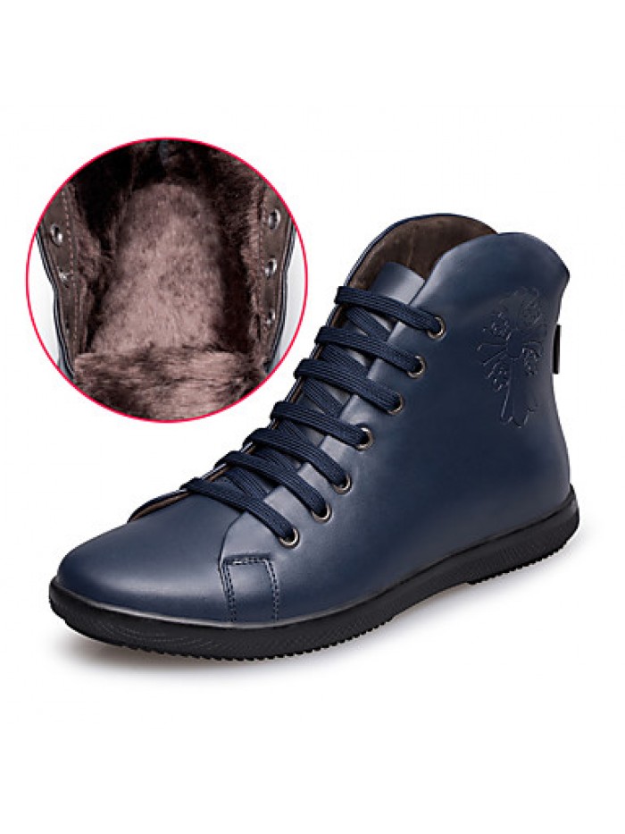 Shoes Leather Outdoor / OfficeCareer / Casual Boots Outdoor / OfficeCareer / Casual Flat Heel Lace-up Black / Blue