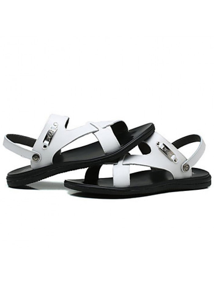 Men's Shoes Outdoor / Office & Career / Work & Duty / Athletic / Dress / Casual Nappa Leather Sandals Black / White