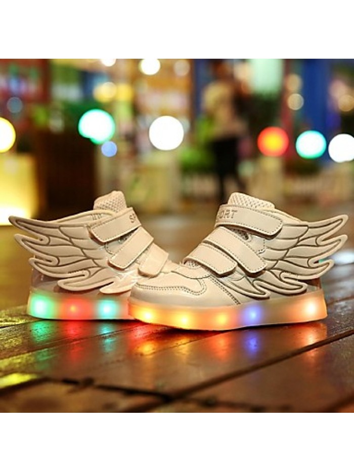 Girl's LED Shoes Sneakers Comfort / Flats Athletic / Casual / Magic Tape / wings / LED Blue / Pink / Red / White