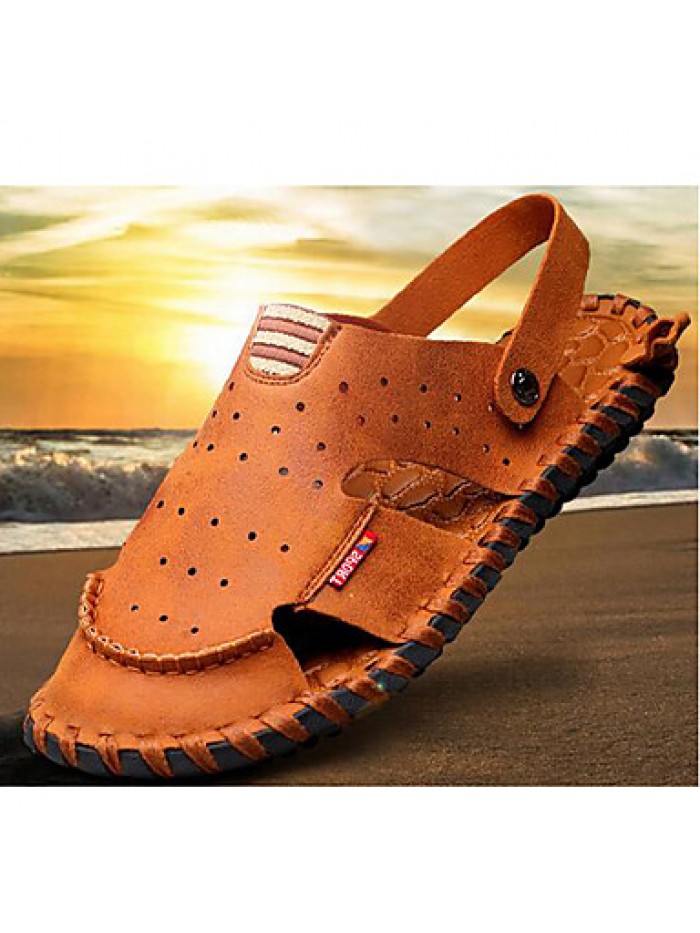 Men's Shoes Outdoor / Office & Career / Athletic / Dress / Casual Nappa Leather Sandals / Flip-Flops Brown