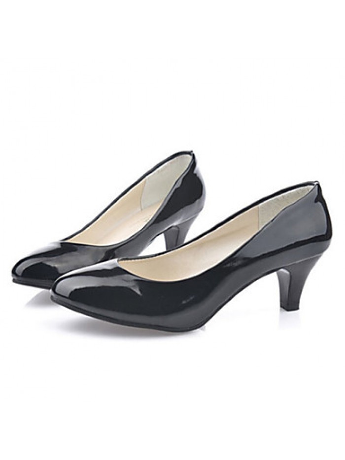 Women's Shoes Patent Leather Low Heel Heels / Comfort Heels Office & Career / Casual Black / Red / White / Beige