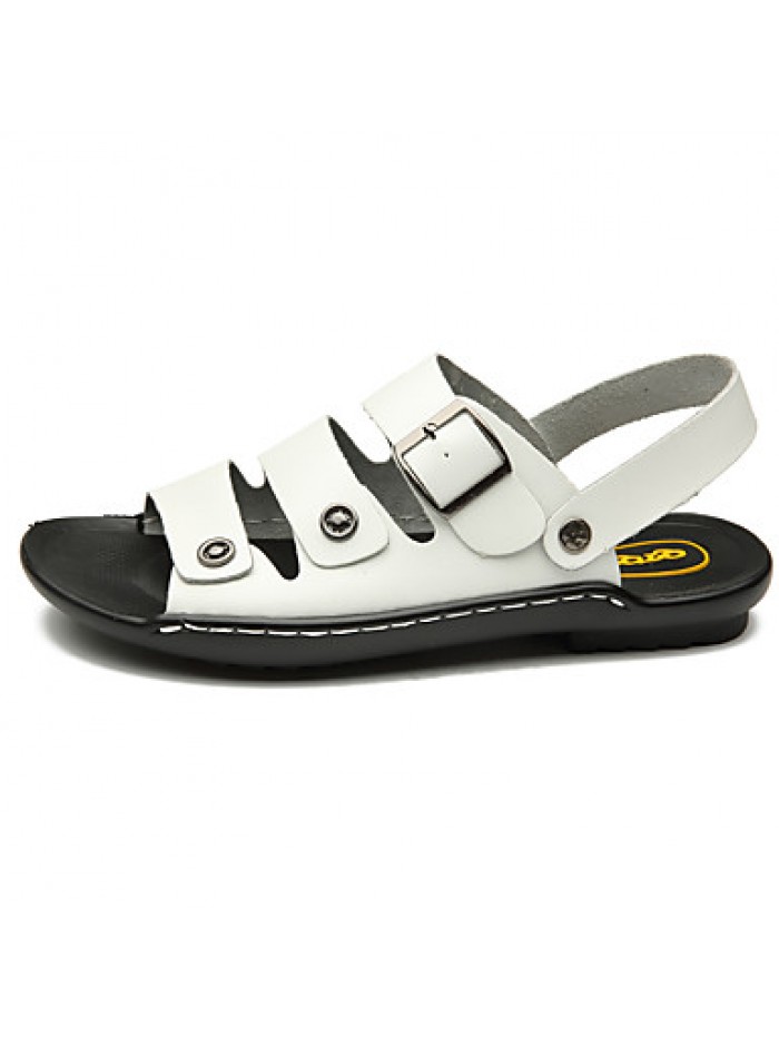 Men's Shoes Outdoor / Office & Career / Athletic / Dress / Casual Leather Sandals Black / Brown / White