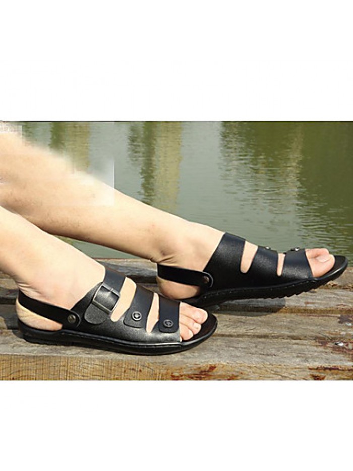 Men's Shoes Outdoor / Office & Career / Athletic / Dress / Casual Leather Sandals Black / Brown / White