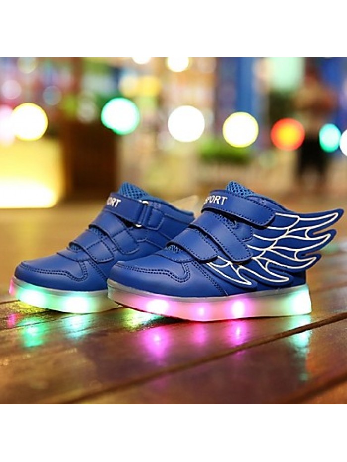 Girl's LED Shoes Sneakers Comfort / Flats Athletic / Casual / Magic Tape / wings / LED Blue / Pink / Red / White