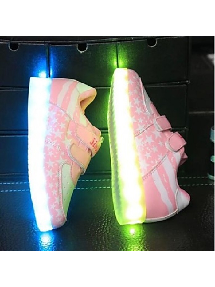 Kid Boy Girl Upgraded USB Charging LED Light Sport Shoes Flashing Sneakers USB Charge (Pink)