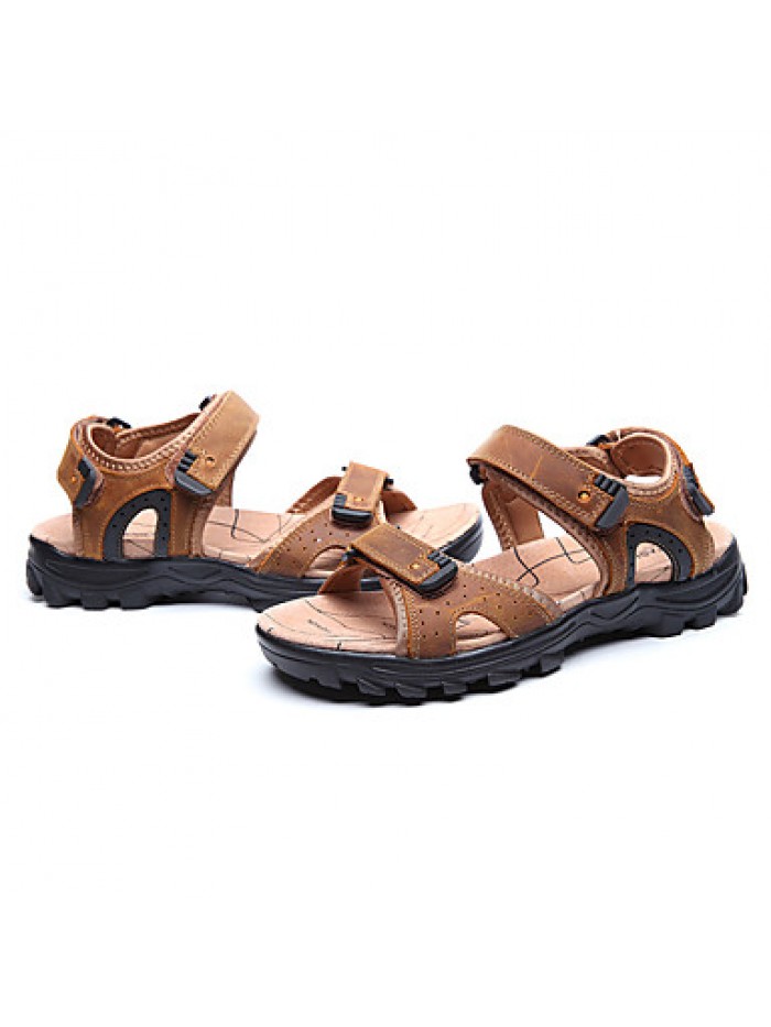 Men's Shoes Outdoor / Office & Career /Work & Duty / Athletic / Dress / Casual Nappa Leather Sandals Black/Brown