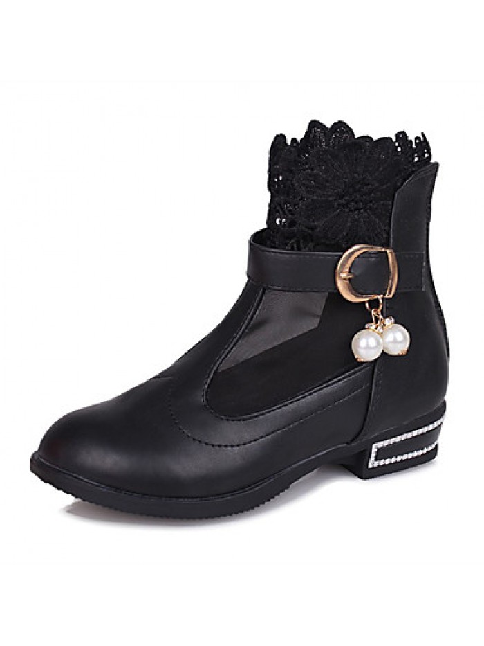 Girl's Boots Winter Comfort / Round Toe PU Dress Low Heel Others / Hook & Loop Black / Pink / Red Others