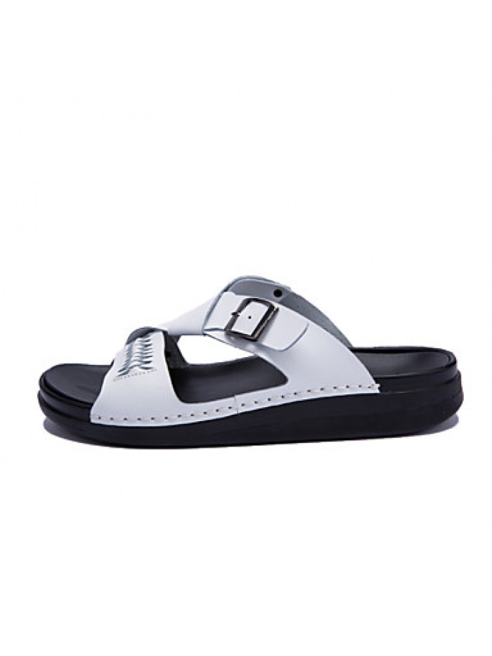 Men's Shoes Outdoor / Office & Career / Athletic / Dress / Casual Nappa Leather Slippers Black / White