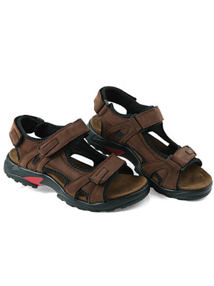 Men's Shoes Outdoor / Office & Career / Athletic / Dress / Casual Leather Sandals / Flip-Flops Big Size Taupe