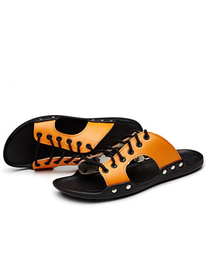 Men's Shoes Outdoor / Office & Career / Casual Leather Sandals Black / Yellow / White