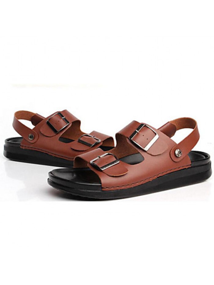 Men's Shoes Outdoor / Office & Career / Work & Duty / Athletic / Casual Nappa Leather Sandals Black / Brown / White