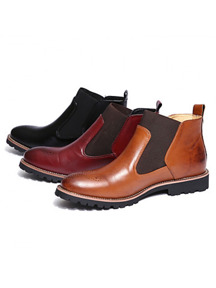 Shoes Leather OfficeCareer / Casual Boots OfficeCareer / Casual Low Heel Split Joint Black / Brown / Burgundy