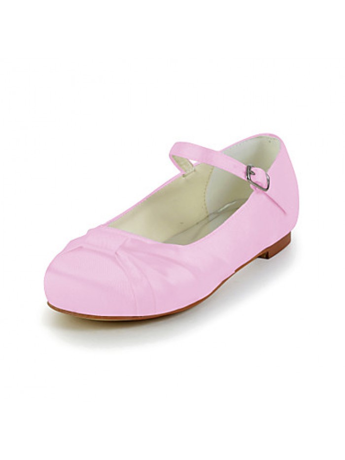 Girl's Flats Spring / Summer / Fall Comfort Satin / Stretch Satin Wedding Flat Heel Bowknot / BuckleBlack / Blue / Pink / Purple / Red /