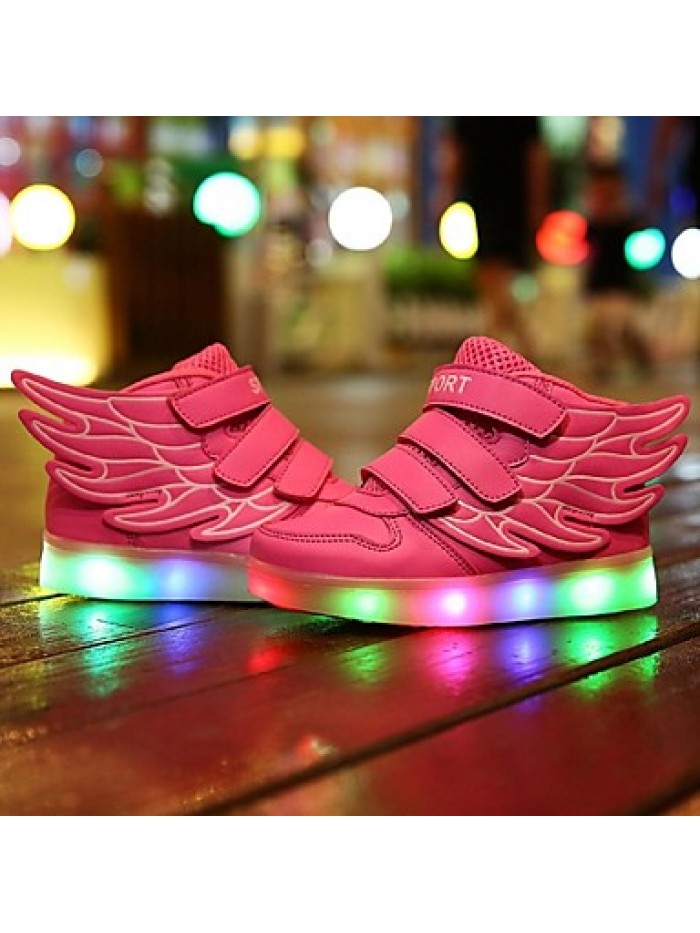 Girl's LED Shoes Sneakers Comfort / Flats Athletic / Casual / Magic Tape / wings / LED Blue / Pink / Red / White