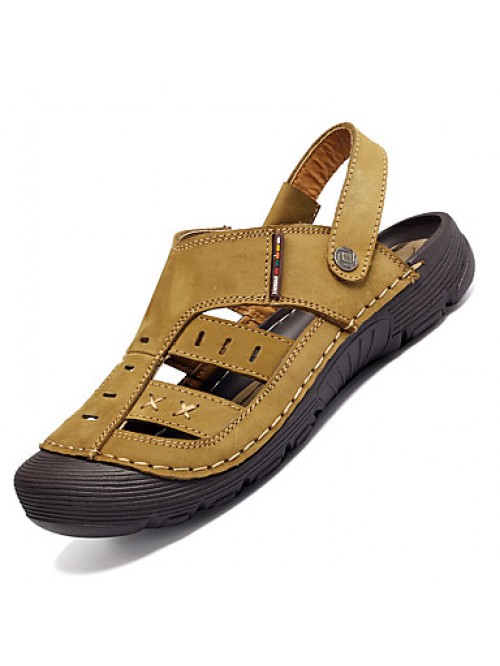 Men's Genuine Leather Slippers Outdoor Comfortable...