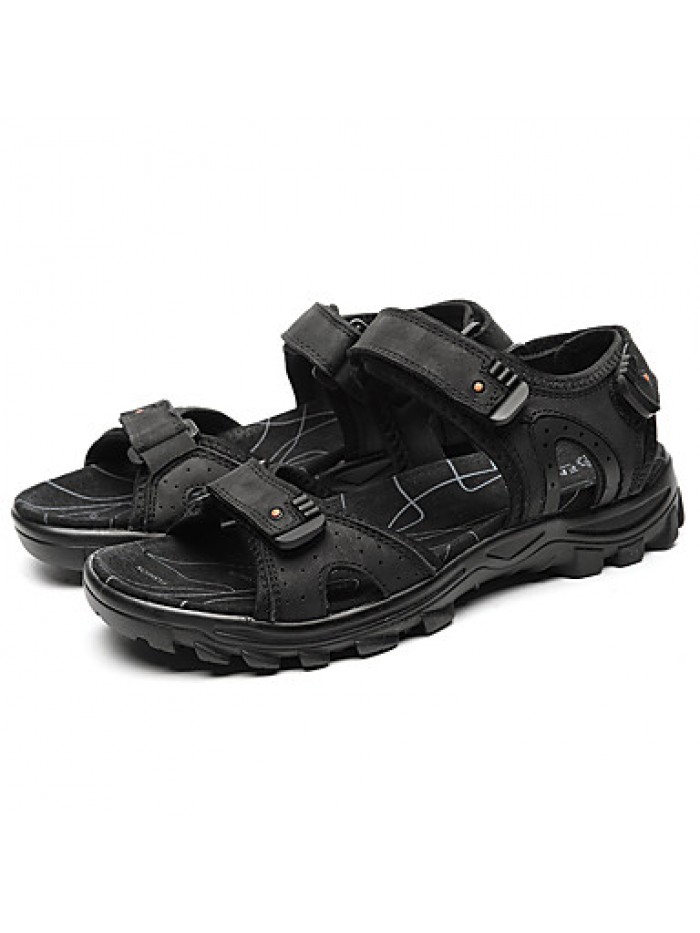 Men's Shoes Outdoor / Office & Career /Work & Duty / Athletic / Dress / Casual Nappa Leather Sandals Black/Brown