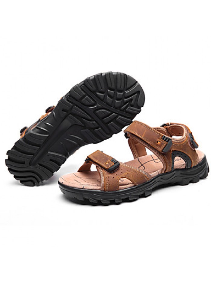 Men's Shoes Outdoor / Office & Career /Work & Duty / Athletic / Dress / Casual Nappa Leather Sandals Black/Brown