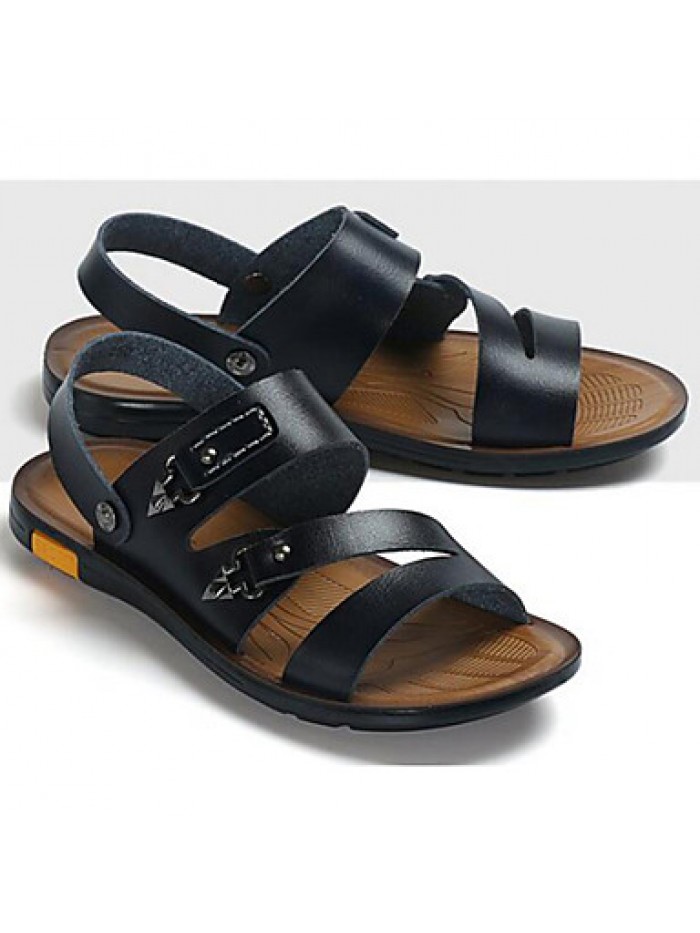 Men's Shoes Outdoor / Athletic / Casual Nappa Leather Sandals Black / Brown